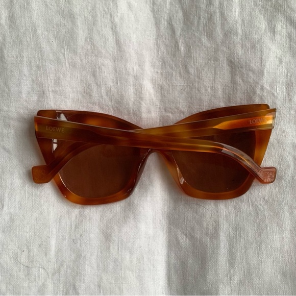 Loewe Tortoiseshell Cat Eye Brown Tan Orange Sunglasses LW 40014U - Picture 2 of 8